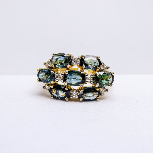 แหวนเงินแท้ 925 ฝังพลอย บุษราคัมบางกะจะ (Yellow Sapphire) + เซอร์คอน (Zircon)