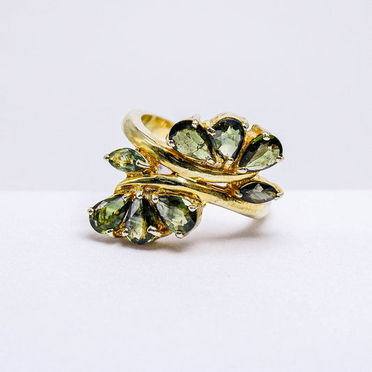 แหวนเงินแท้ 925 ฝังพลอย เขียวส่อง (green Sapphire)