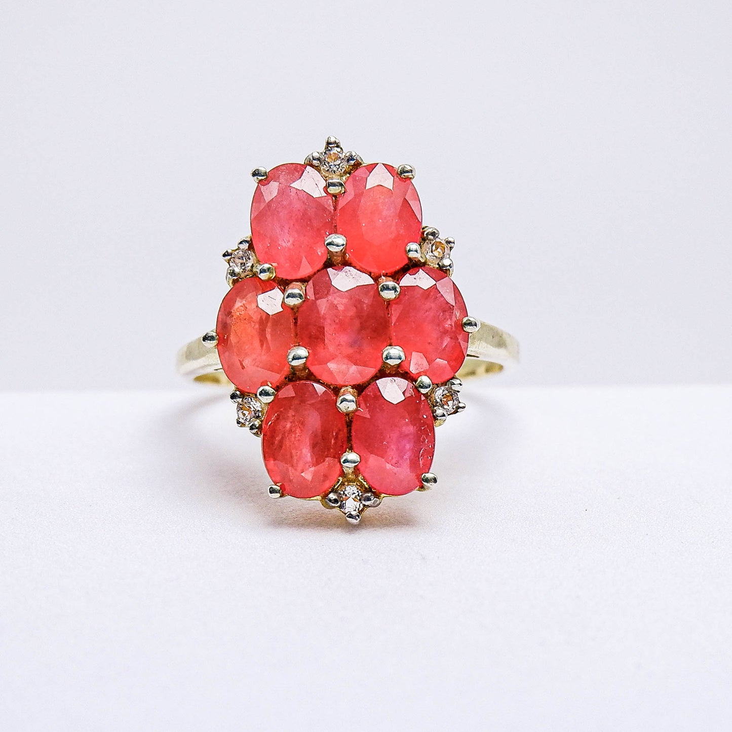 แหวนเงินแท้ 925 ฝังพลอย ออเรนจ์แซฟไฟร์ (Orange Sapphire) + ไวท์โทพาส (whitetopaz)