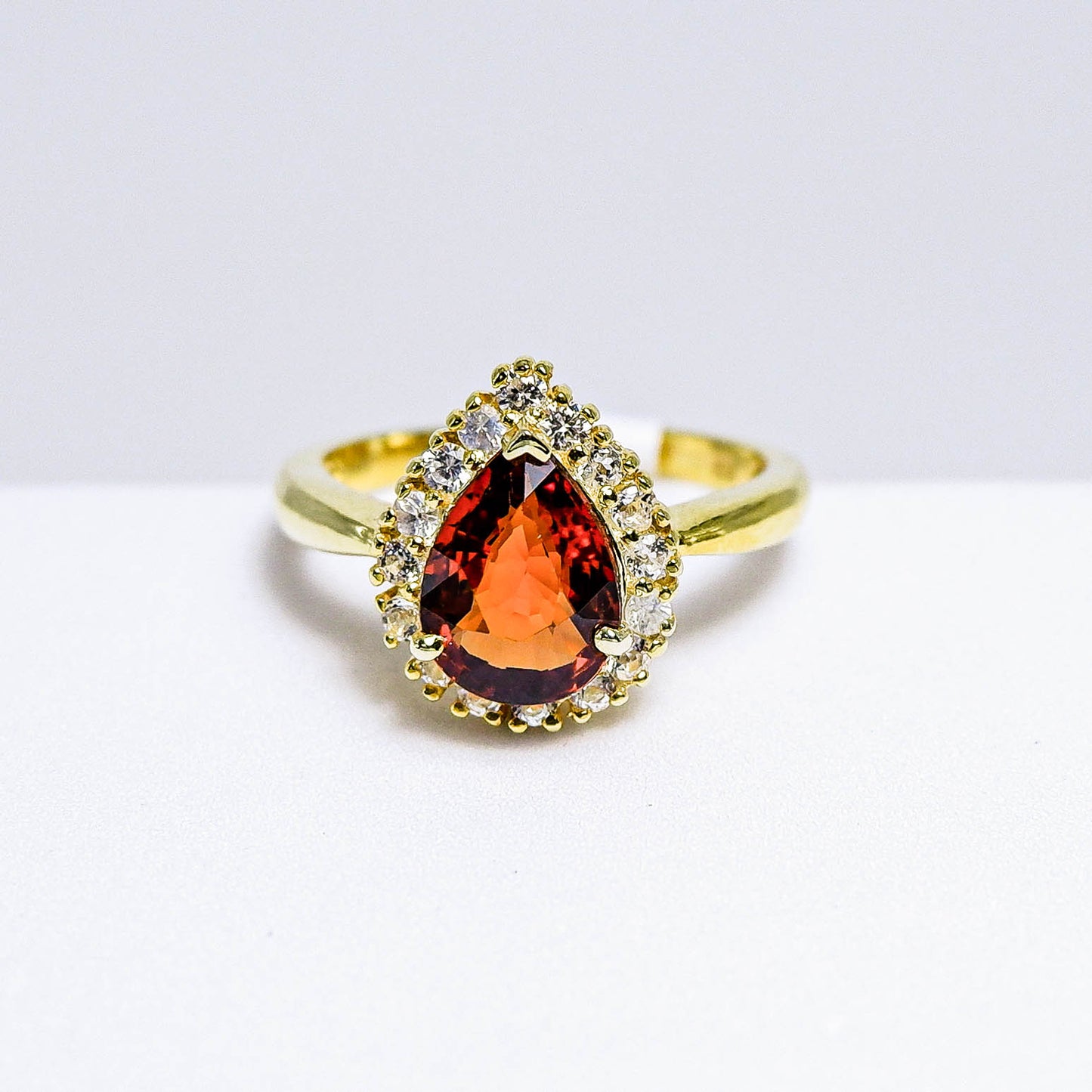 แหวนเงินแท้ 925 ฝังพลอย สเปสซาไทท์ (Spessartite Garnet) + เซอร์คอน (Zircon)