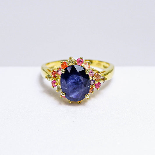 แหวนเงินแท้ 925 ฝังพลอย ไพลิน (Blue Sapphire) + แซฟไฟร์ (Sapphire)