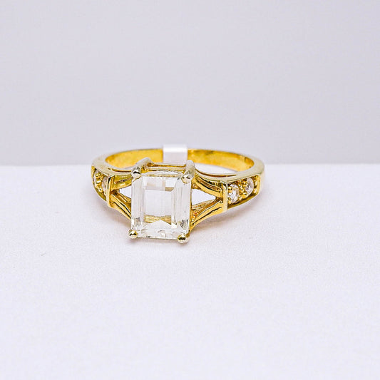แหวนเงินแท้ 925 ฝังพลอย คูณไซต์ (Kunzite) + ไวท์โทพาส (whitetopaz)