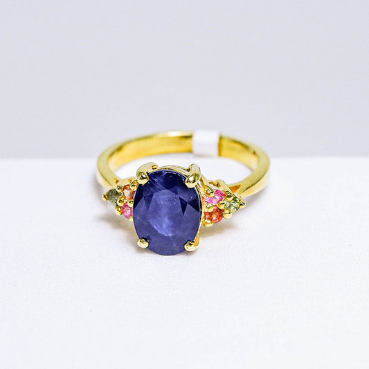 แหวนเงินแท้ 925 ฝังพลอย ไพลิน (Blue Sapphire) + แซฟไฟร์ (Sapphire)