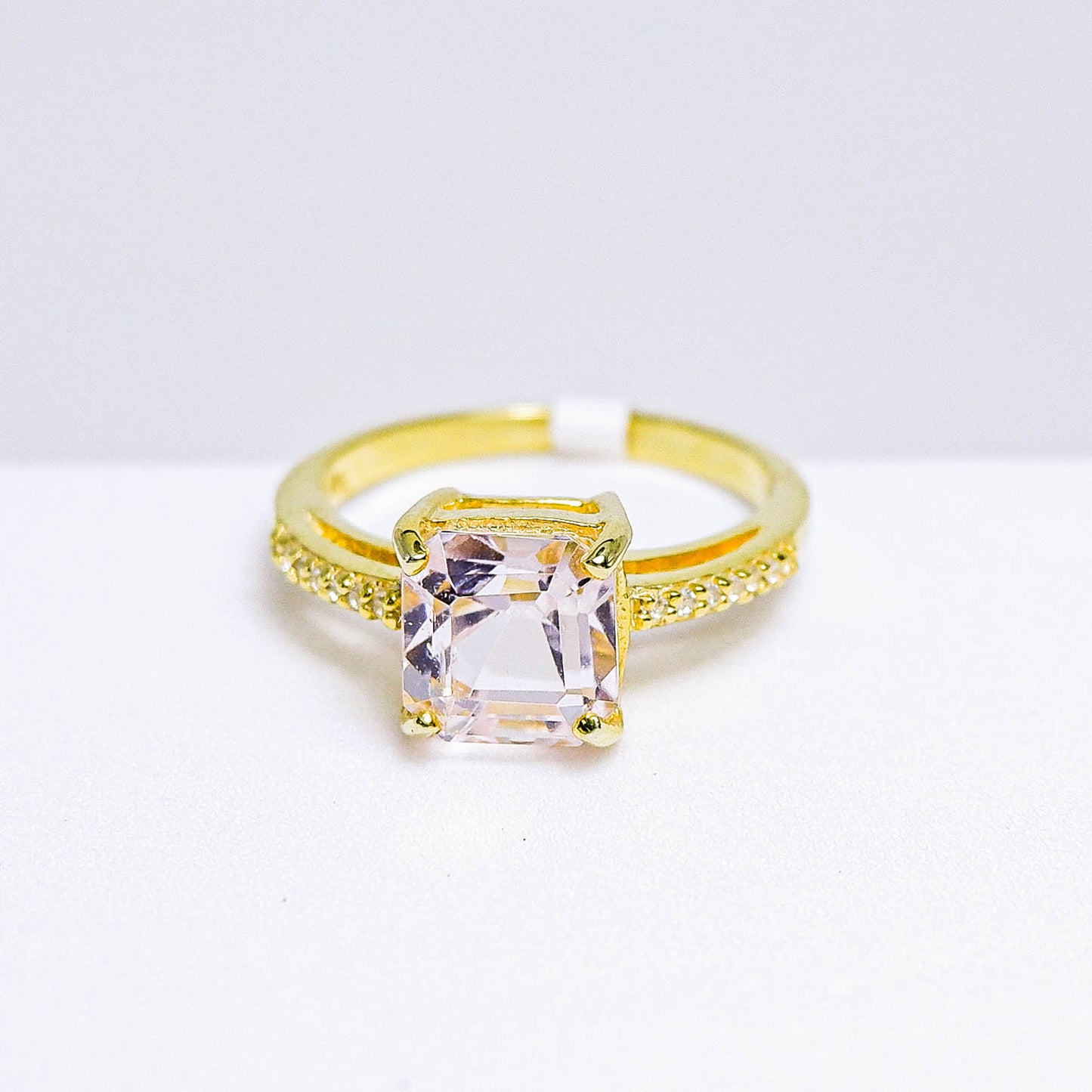 แหวนเงินแท้ 925 ฝังพลอย คูณไซส์ (Kunzite) + เซอร์คอน (Zircon)