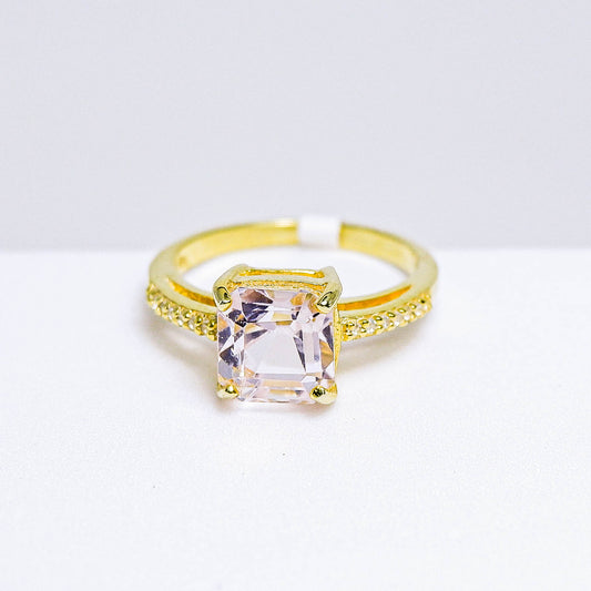 แหวนเงินแท้ 925 ฝังพลอย คูณไซส์ (Kunzite) + เซอร์คอน (Zircon)