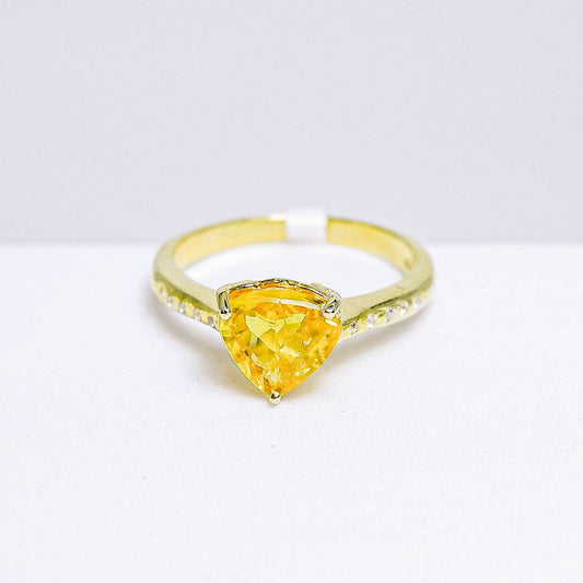 แหวนเงินแท้ 925 ฝังพลอย บุษราคัม (Yellow Sapphire) + เซอร์คอน (Zircon)
