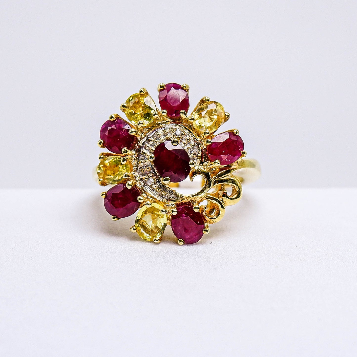 แหวนเงินแท้ 925 ฝังพลอย ทับทิม (Ruby)+เซอร์คอน (Zircon)+แซฟไฟร์ (Sapphire)