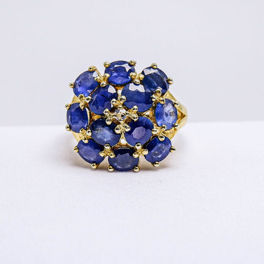 แหวนเงินแท้ 925 ฝังพลอย ไพลิน(Blue Sapphire) + เซอร์คอน (Zircon)