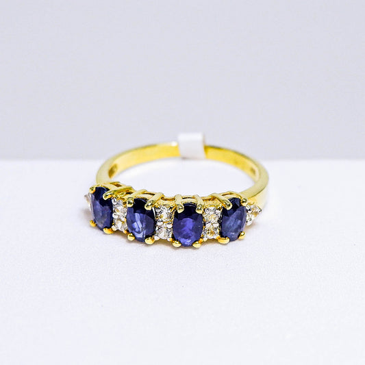 แหวนเงินแท้ 925 ฝังพลอย ไพลิน (Blue Sapphire) + เซอร์คอน (Zircon)