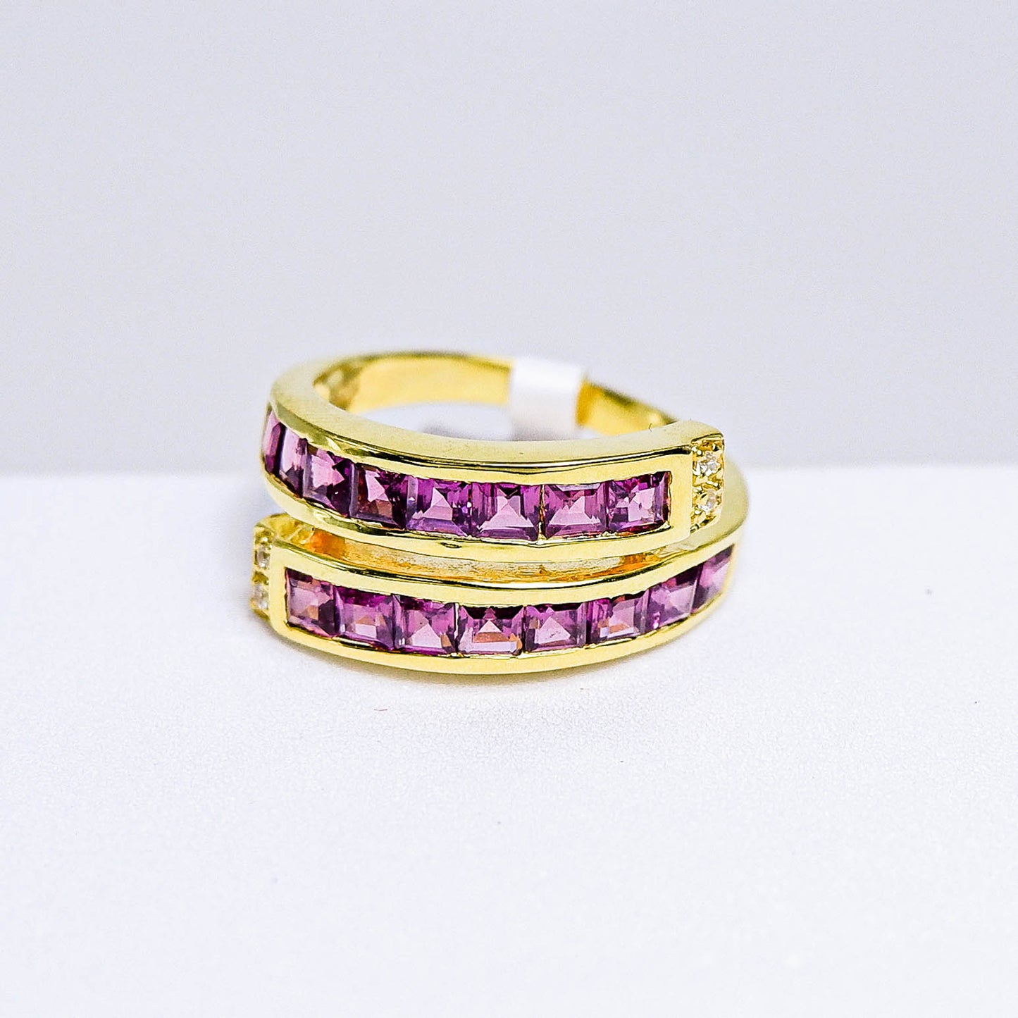 แหวนเงินแท้ 925 ฝังพลอย โรโดไลท์ (Rhodolite) + เซอร์คอน (Zircon)