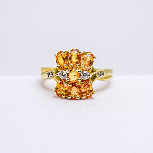แหวนเงินแท้ 925 ฝังพลอย บุษราคัมบางกะจะ (Yellow Sapphire) + เซอร์คอน (Zircon)