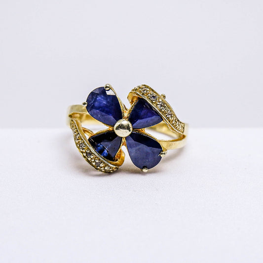 แหวนเงินแท้ 925 ฝังพลอย ไพลิน (Blue Sapphire) + ไวท์โทพาส (whitetopaz)