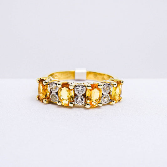 แหวนเงินแท้ 925 ฝังพลอย บุษราคัมบางกะจะ (Yellow Sapphire) + เซอร์คอน (Zircon)