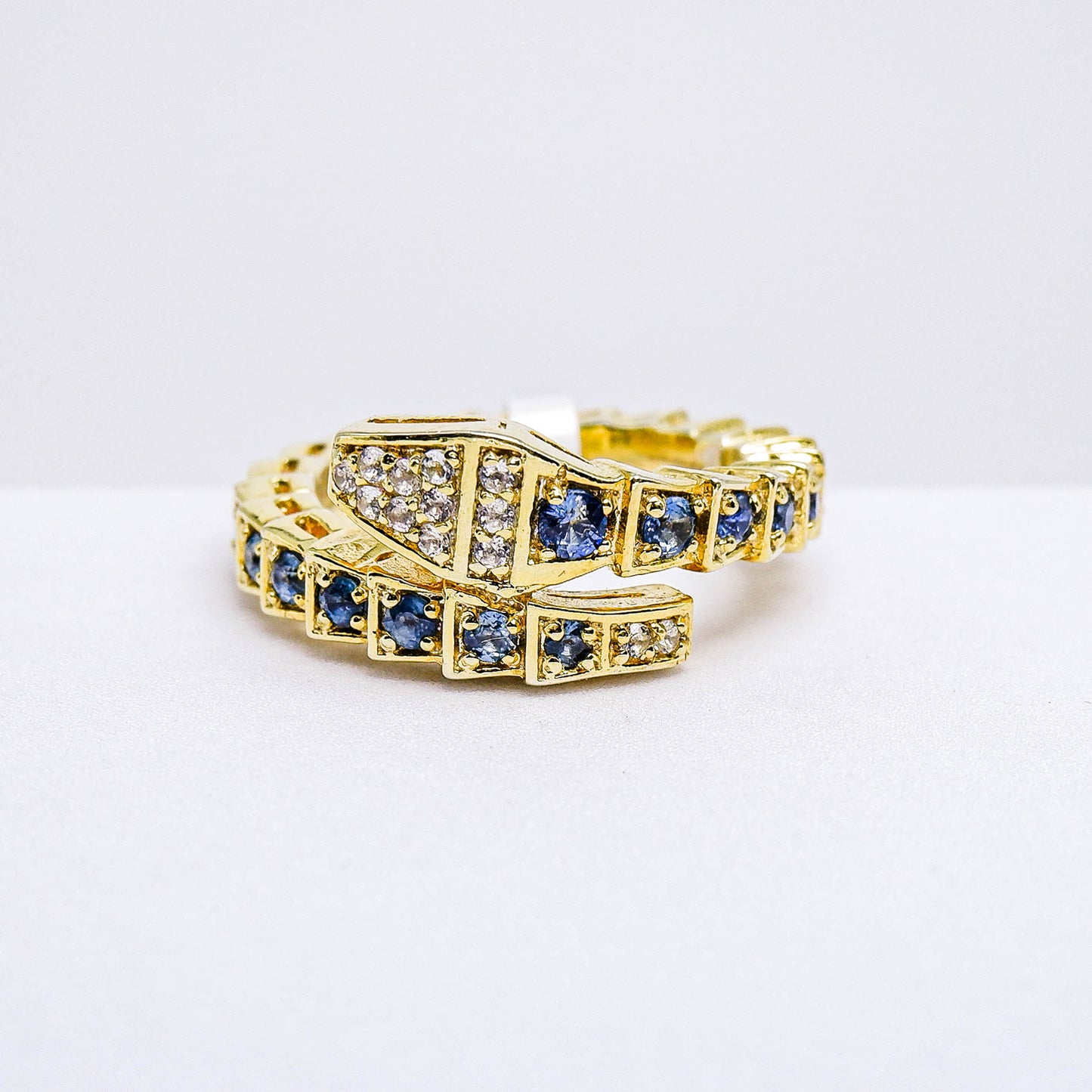 แหวนเงินแท้ 925 ฝังพลอย ไพลิน (Blue Sapphire) + ไวท์โทพาส (whitetopaz)