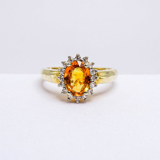 แหวนเงินแท้ 925 ฝังพลอย บุษราคัมบางกะจะ (Yellow Sapphire) + เซอร์คอน (Zircon)