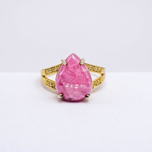 แหวนเงินแท้ 925 ฝังพลอย ทับทิม (Ruby) + ไวท์โทพาส (whitetopaz)
