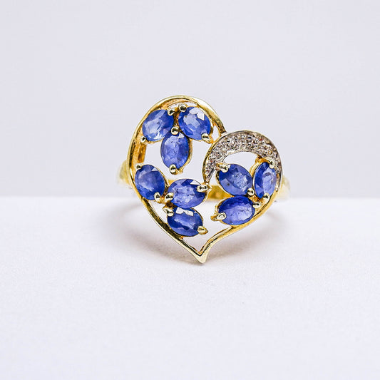 แหวนเงินแท้ 925 ฝังพลอย  ไพลิน (Blue Sapphire) + ไวท์โทพาส (whitetopaz)