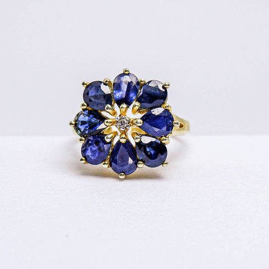 แหวนเงินแท้ 925 ฝังพลอย ไพลิน (Blue Sapphire) + เซอร์คอน (Zircon)