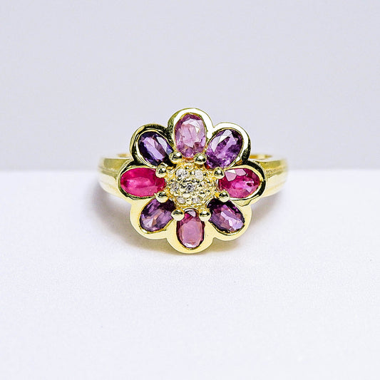 แหวนเงินแท้ 925 ฝังพลอย แซฟไฟร์ไทย (Thai Sapphire) + เซอร์คอน (Zircon)