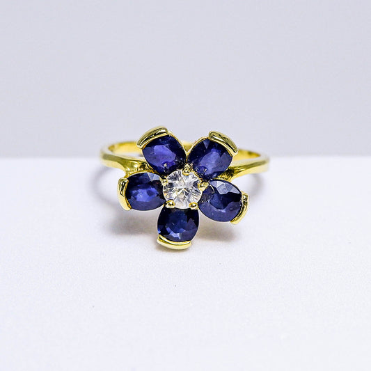 แหวนเงินแท้ 925 ฝังพลอย ไพลิน (Blue Sapphire) + เซอร์คอน (Zircon)