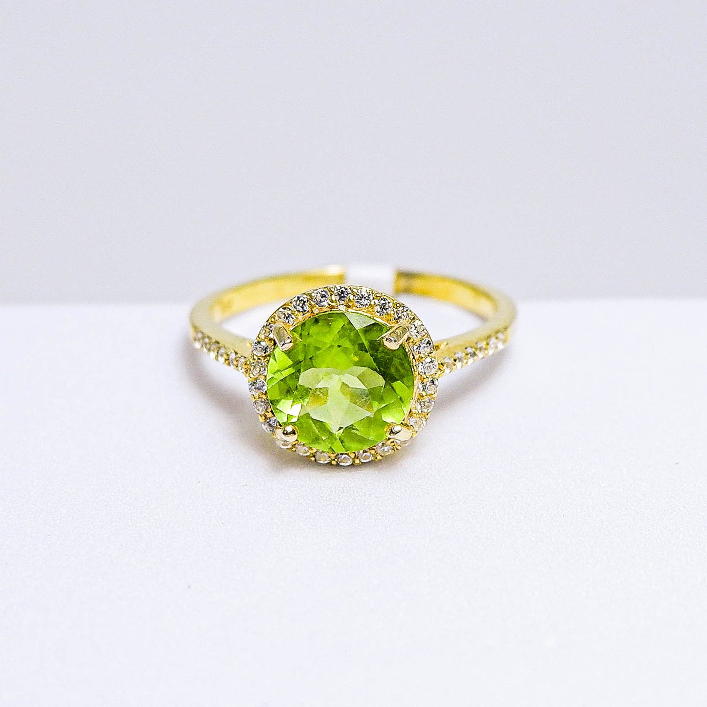แหวนเงินแท้ 925 ฝังพลอย เพอริดอท (Peridot) + เซอร์คอน (Zircon)