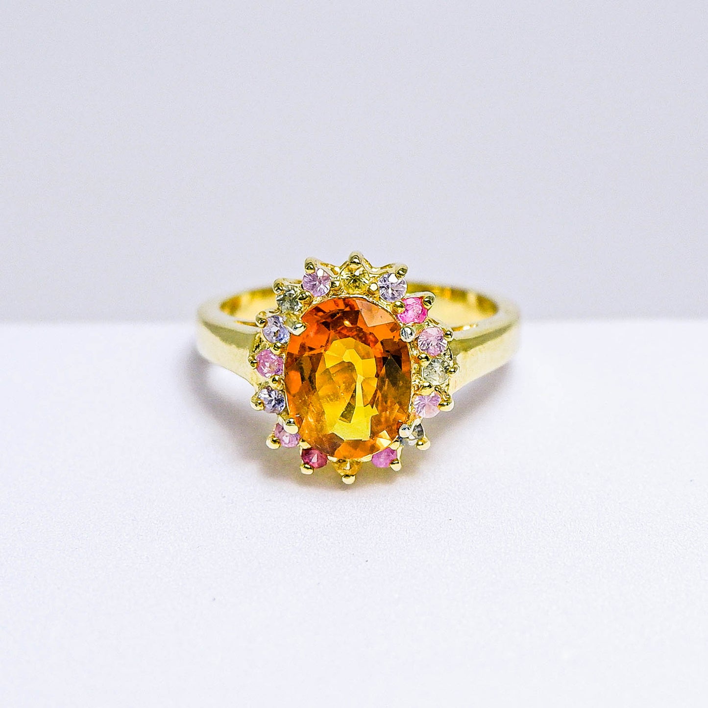 แหวนเงินแท้ 925 ฝังพลอย บุษราคัม (Yellow Sapphire) + แซฟไฟร์ (Sapphire)