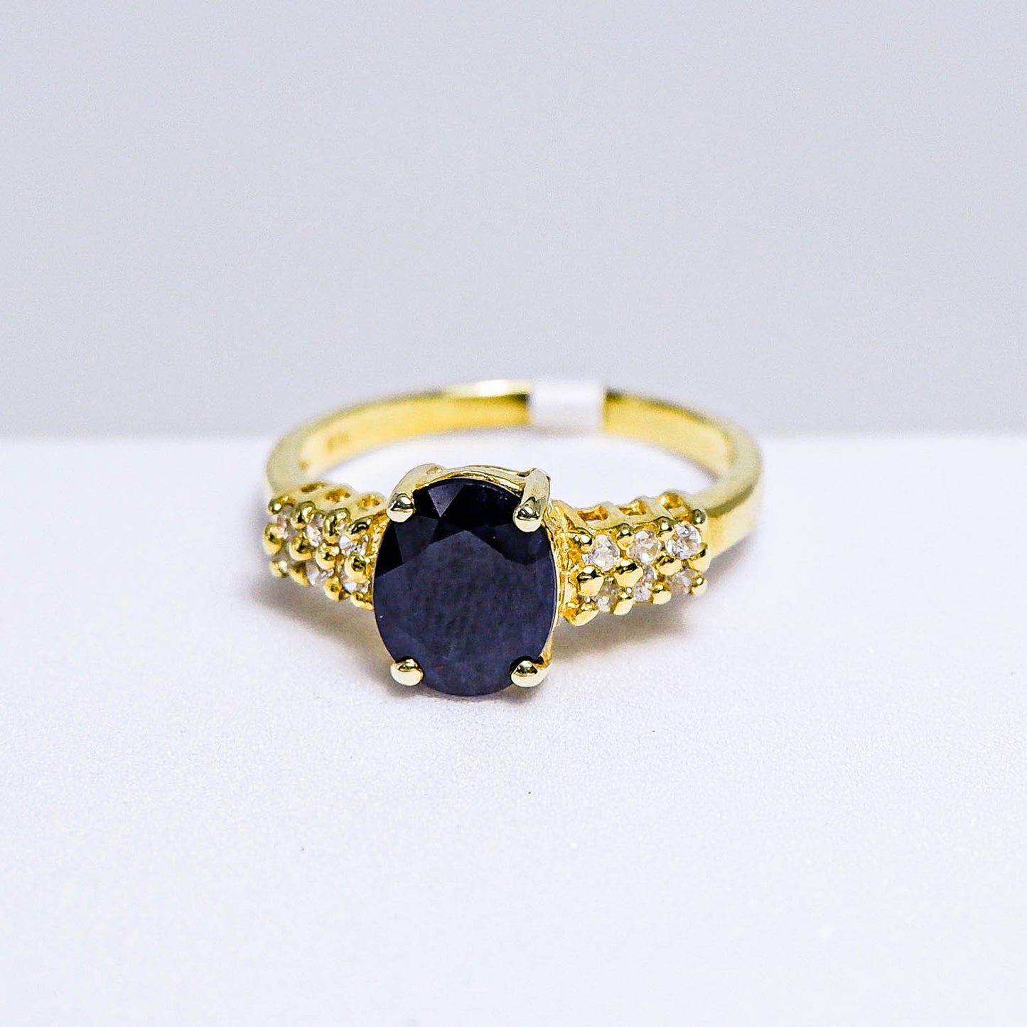 แหวนเงินแท้ 925 ฝังพลอย ไพลิน (Blue Sapphire) + เซอร์คอน (Zircon)