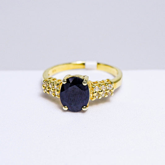 แหวนเงินแท้ 925 ฝังพลอย ไพลิน (Blue Sapphire) + เซอร์คอน (Zircon)