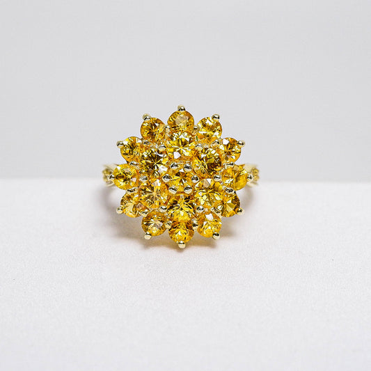 แหวนเงินแท้ 925 ฝังพลอย บุษราคัม (Yellow Sapphire) + เซอร์คอน (Zircon)