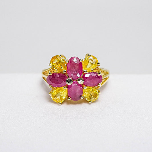 แหวนเงินแท้ 925 ฝังพลอย ทับทิมมาดา (Ruby) + แซฟไฟร์แทนซาเนีย (Sapphire Tanzanite)
