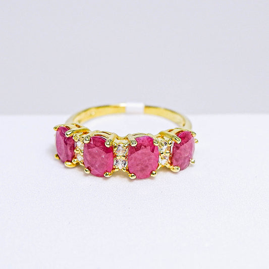 แหวนเงินแท้ 925 ฝังพลอย ทับทิมมาดา (Madagascar Ruby) + เซอร์คอน (Zircon)