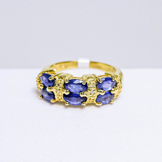 แหวนเงินแท้ 925 ฝังพลอย ไพลิน (Blue Sapphire) + เซอร์คอน (Zircon)