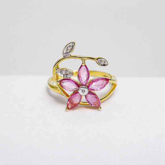 แหวนเงินแท้ 925 ฝังพลอย ทับทิมไทย (Ruby) + เซอร์คอน (Zircon)