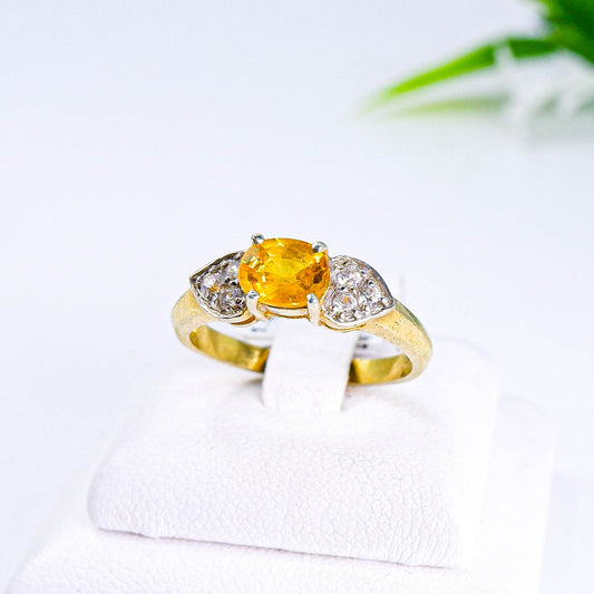 แหวนเงินแท้ 925 ฝังพลอย บุษราคัม (Yellow Sapphire) + เซอร์คอน (Zircon)