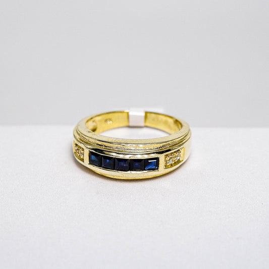 แหวนเงินแท้ 925 ฝังพลอย ไพลิน (Blue Sapphire) + ไวท์โทพาส (whitetopaz)