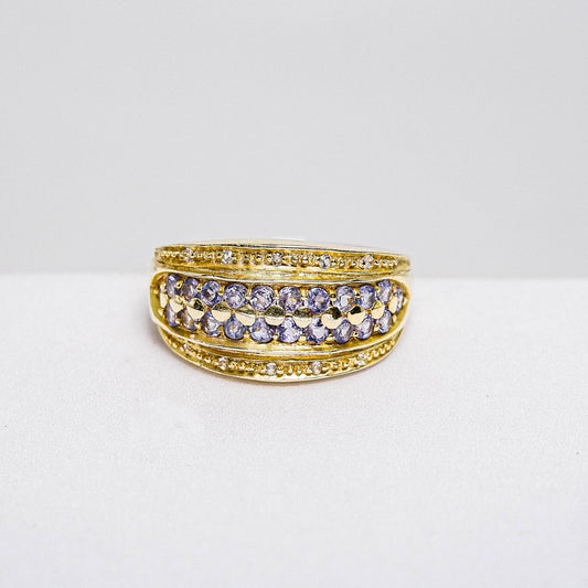 แหวนเงินแท้ 925 ฝังพลอย แทนซาไนท์ (Tanzanite) + ไวท์โทพาส (whitetopaz)