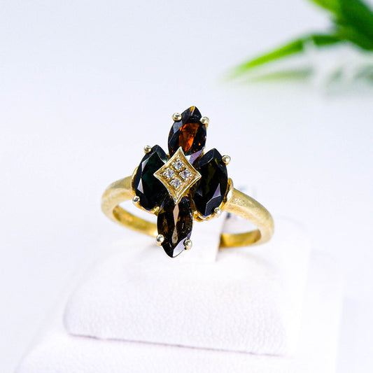 แหวนเงินแท้ 925 ฝังพลอย ทัวมาลีน (Tourmaline) + เซอร์คอน (Zircon)