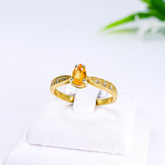แหวนเงินแท้ 925 ฝังพลอย บุษราคัม (Yellow Sapphire) + โทพาส (Topaz)