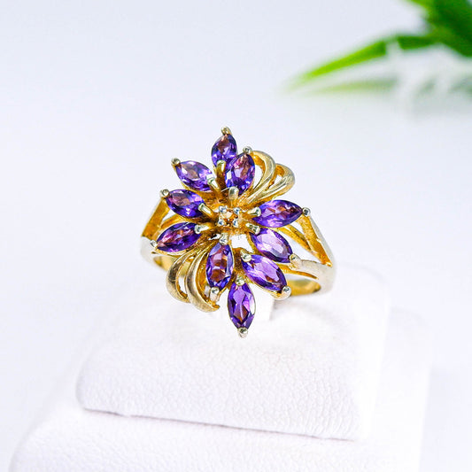 แหวนเงินแท้ 925 ฝังพลอย อเมทิส (Amethyst) + แซฟไฟร์ (Sapphire)