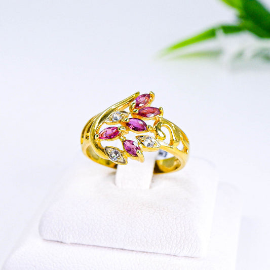 แหวนเงินแท้ 925 ฝังพลอย ทับทิมไทย (Siam Ruby) + ไวท์โทพาส (whitetopaz)