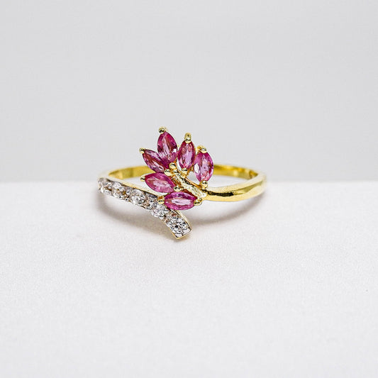 แหวนเงินแท้ 925 ฝังพลอย ทับทิมไทย (Ruby) + เซอร์คอน (Zircon)