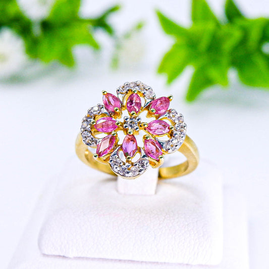 แหวนเงินแท้ 925 ฝังพลอย ทับทิมไทย (Siam Ruby) + เซอร์คอน (Zircon)