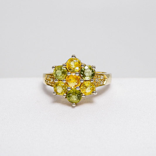 แหวนเงินแท้ 925 ฝังพลอย บุษราคัม (Yellow Sapphire) + เซอร์คอน (Zircon)