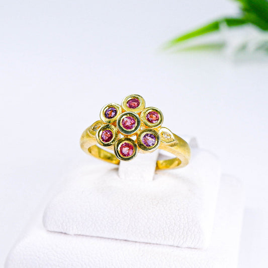 แหวนเงินแท้ 925 ฝังพลอย แซฟไฟร์ไทย (Thai Sapphire) + เซอร์คอน (Zircon)