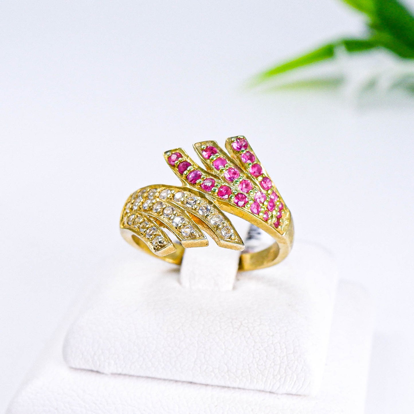 แหวนเงินแท้ 925 ฝังพลอย แฟนซีแซฟไฟร์ (Fancy Sapphire) + ไวท์โทพาส (whitetopaz)