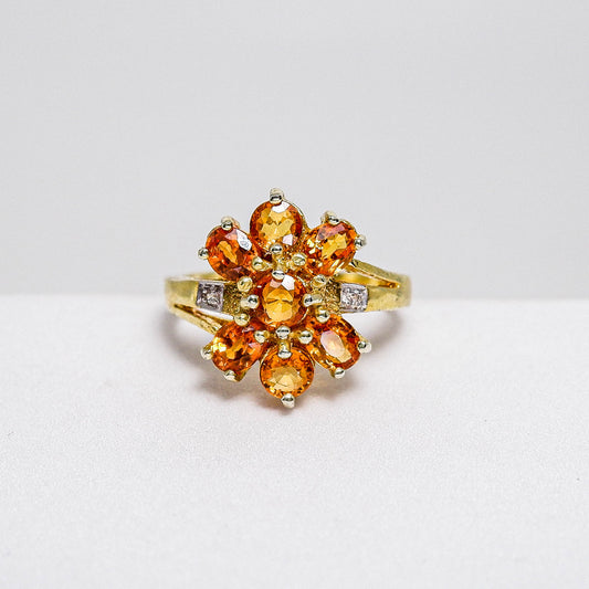 แหวนเงินแท้ 925 ฝังพลอย บุษราคัมบางกะจะ (Yellow Sapphire) + เซอร์คอน (Zircon)