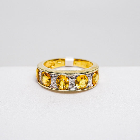 แหวนเงินแท้ 925 ฝังพลอย บุษราคัม (Yellow Sapphire) + เซอร์คอน (Zircon)