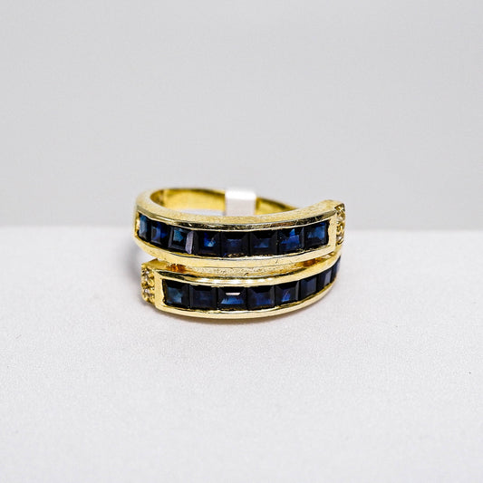 แหวนเงินแท้ 925 ฝังพลอย ไพลิน (Blue Sapphire) + ไวท์โทพาส (whitetopaz)