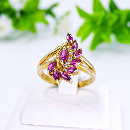 แหวนเงินแท้ 925 ฝังพลอย ทับทิมไทย (Siam Ruby) + เซอร์คอน (Zircon)