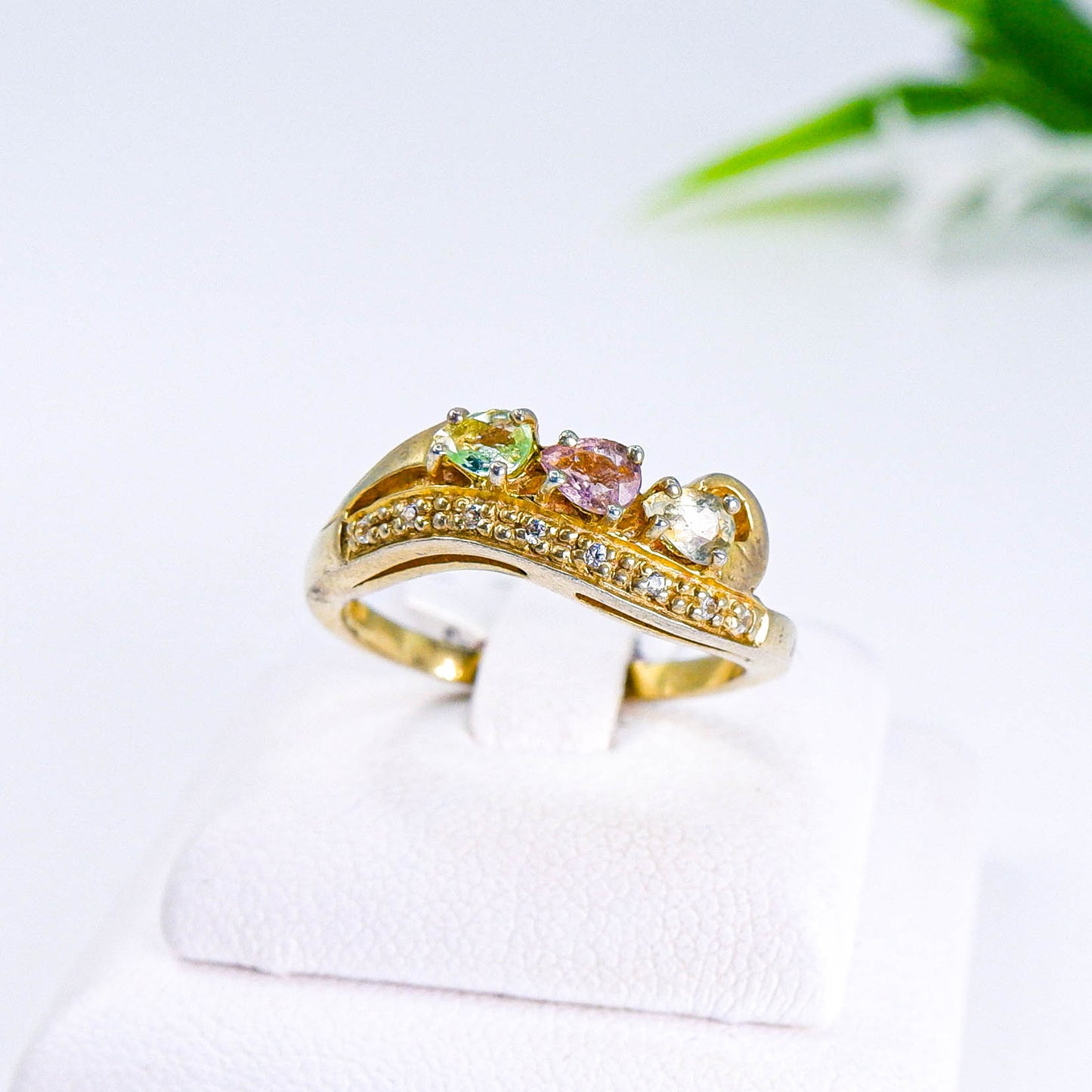 แหวนเงินแท้ 925 ฝังพลอย แฟนซีทัวมาลีน (Fancy Tourmaline) + เซอร์คอน (Zircon)